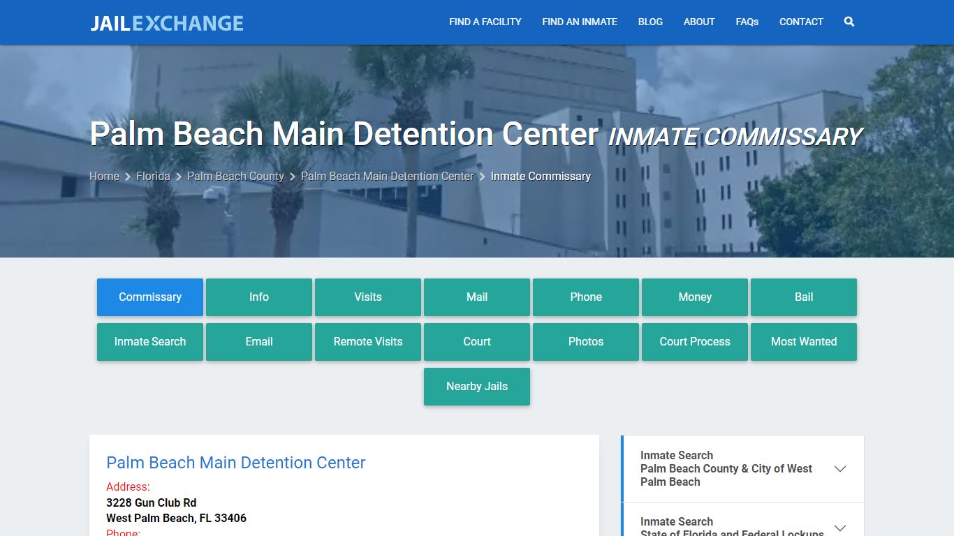 Palm Beach Main Detention Center Inmate Commissary